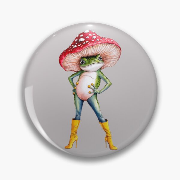 Item preview, half-frog, half-mushroom character that stands upright, confidently placing its hands on its hips. designed and sold by 123ks.