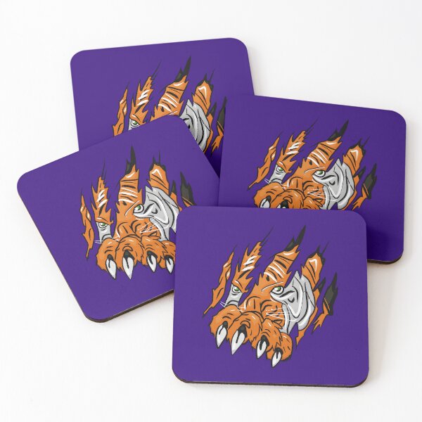 Item preview, Aggressive clawed tiger tearing through the fabric designed and sold by Joncasmiart.
