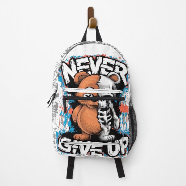 Item preview, Inspirational Grizzly Bear Art - Never Give Up Motivational Quote designed and sold by StickerAndLove.