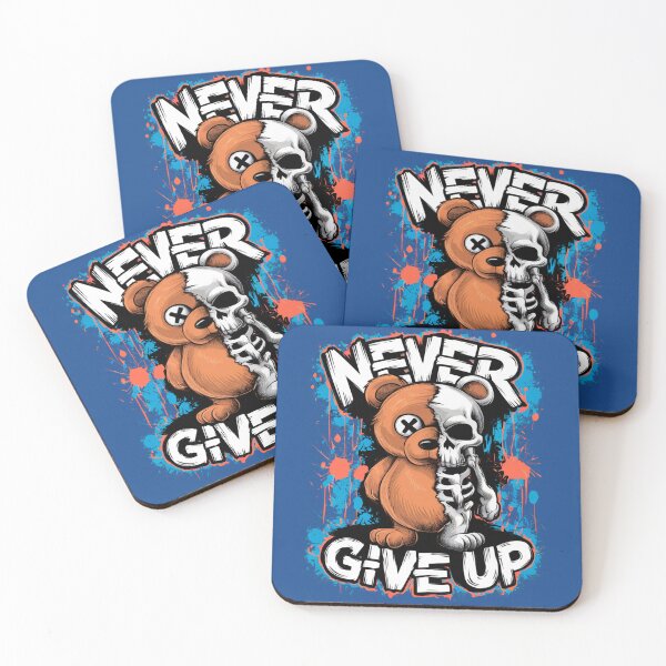 Item preview, Inspirational Grizzly Bear Art - Never Give Up Motivational Quote designed and sold by StickerAndLove.