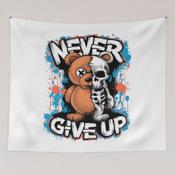 Item preview, Inspirational Grizzly Bear Art - Never Give Up Motivational Quote designed and sold by StickerAndLove.