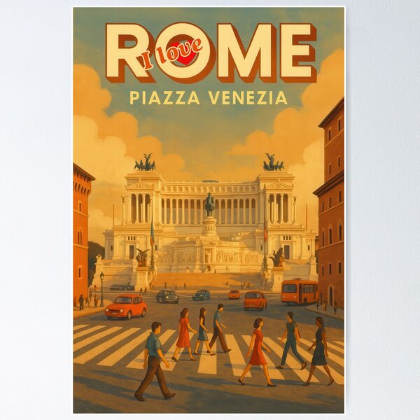 Item preview, I love ROME Piazza Venezia Vintage Poster designed and sold by Kingdom of the Fly Design.