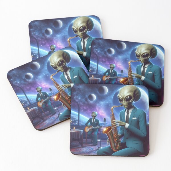 Item preview, Musician alien playing saxophone designed and sold by Dogandesighn.