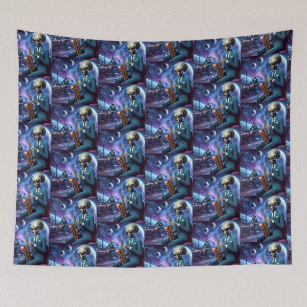 Item preview, Musician alien playing saxophone designed and sold by Dogandesighn.