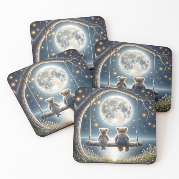 Item preview, Teddy Bears On a Log Swing In the Moonlight designed and sold by Maria Dryfhout.