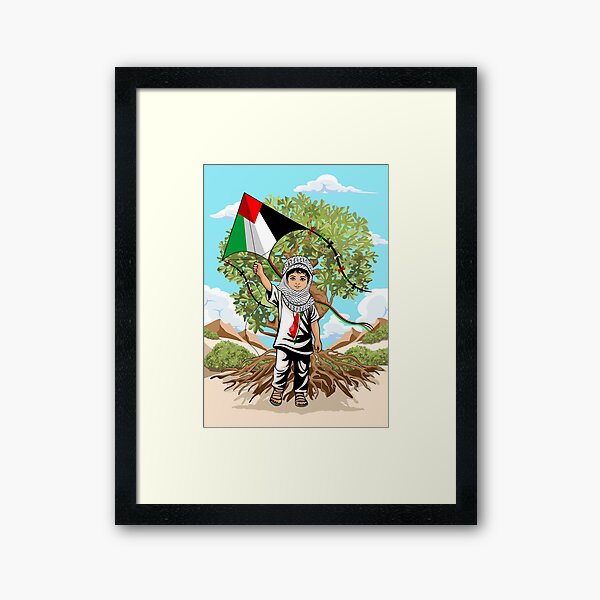 Palestinian Boy with Kite and Keffiyeh Framed Art Print