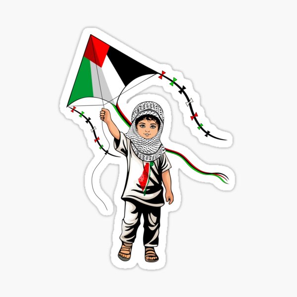 Palestinian Boy with Kite and Keffiyeh Sticker