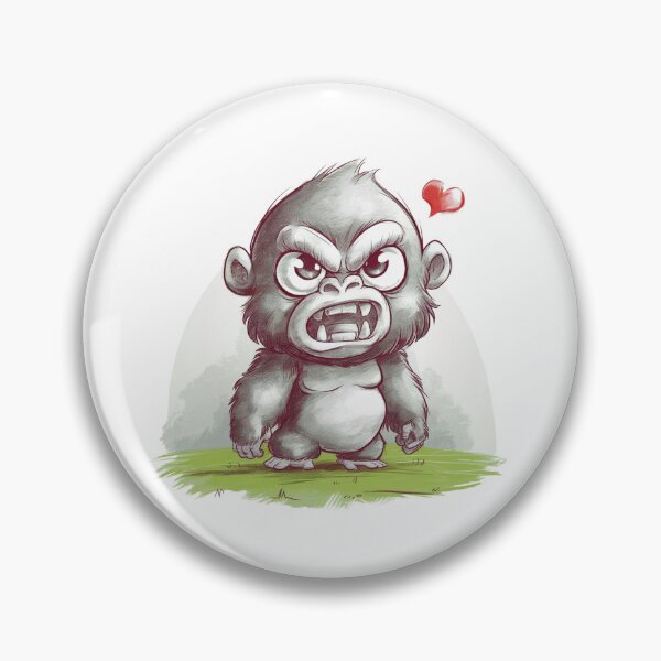 Item preview, Grumpy Little Gorilla with Heart - Kawaii Baby Gorilla Art designed and sold by FusiTink.