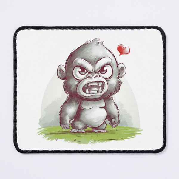 Item preview, Grumpy Little Gorilla with Heart - Kawaii Baby Gorilla Art designed and sold by FusiTink.