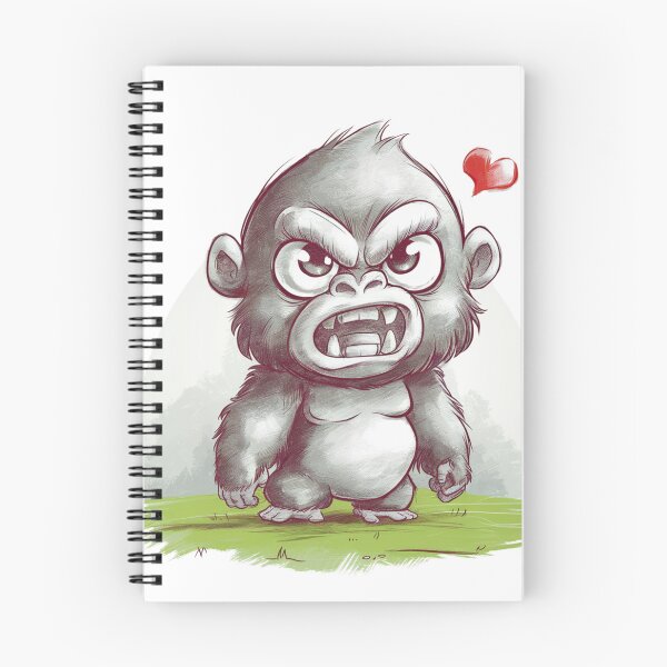 Item preview, Grumpy Little Gorilla with Heart - Kawaii Baby Gorilla Art designed and sold by FusiTink.