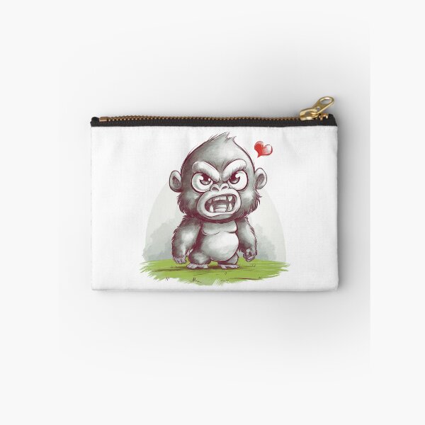 Item preview, Grumpy Little Gorilla with Heart - Kawaii Baby Gorilla Art designed and sold by FusiTink.