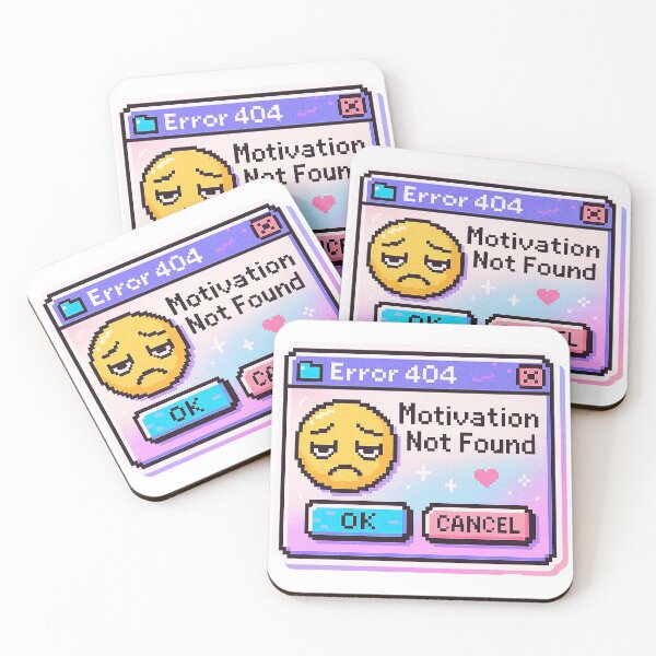 Item preview, Error 404: Motivation Not Found – Funny Pixel Art Tech Sticker designed and sold by MentalCrumble.