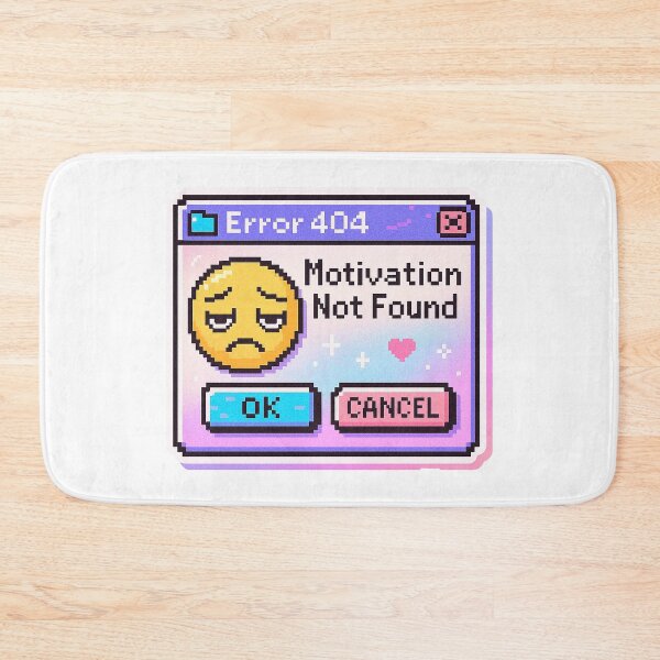 Item preview, Error 404: Motivation Not Found – Funny Pixel Art Tech Sticker designed and sold by MentalCrumble.