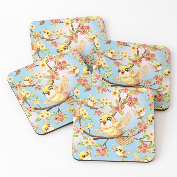 Item preview, Cute and Happy Birds among Spring Flowers designed and sold by BluedarkArt.