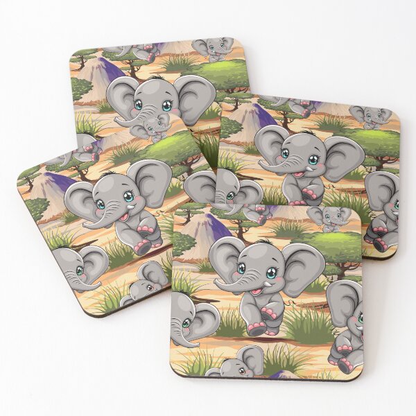 Item preview, Elephant Baby Jumping Happy in African Savannah designed and sold by BluedarkArt.