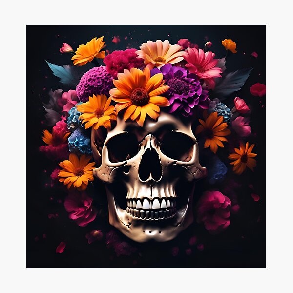 Artikel-Vorschau von Totenkopf mit Blumen, designt und verkauft von Nekospaces.
