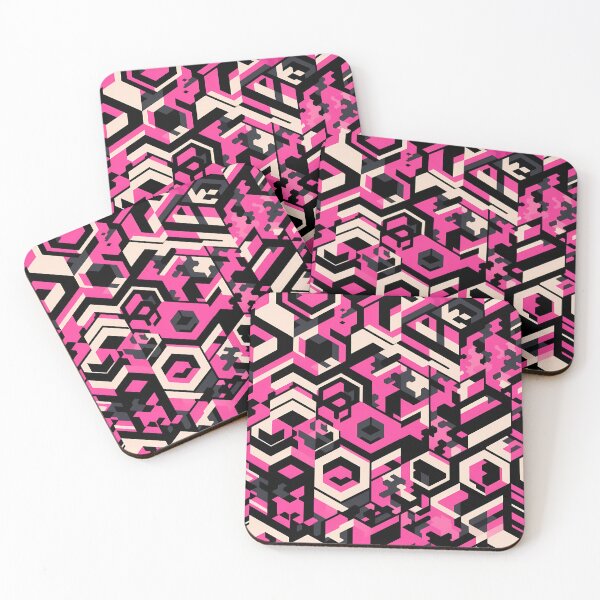 Item preview, Pink & Black Hex Camo - Edgy Geometric Pattern Design with Hexagonal Shapes designed and sold by JohnnyVillas.
