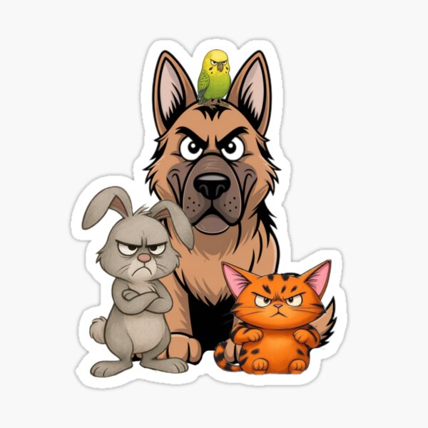 Vista previa del artículo con la obra «Mascotas gruñonas», diseñado y vendido por Thijstee.