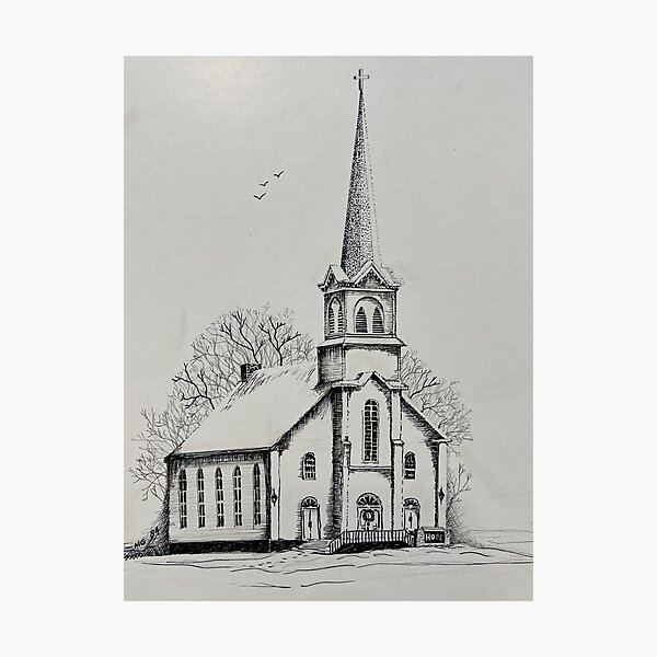 Item preview, Pen and Ink Church designed and sold by Peoplespets.