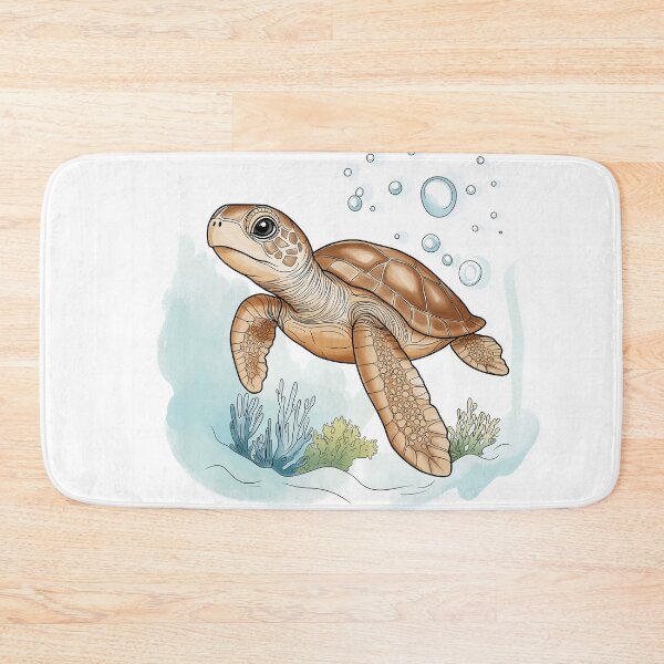 Item preview, Bathroom art Swimming turtle designed and sold by JanChryzostom.