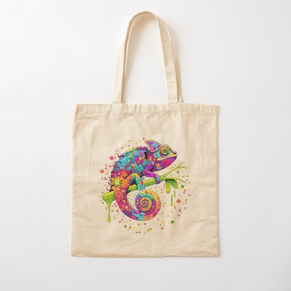 Chameleon Paint Stains Watercolor Style Cotton Tote Bag