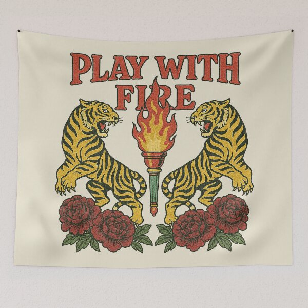 Item preview, Vintage Roaring Tigers Play With Fire designed and sold by zzz888.