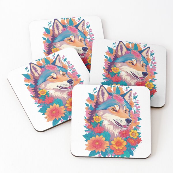 Item preview, Wild and Beautiful: Wolf with Flower Crown Sticker designed and sold by StickerAndLove.