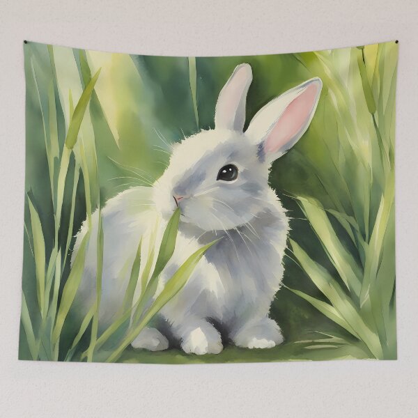 Item preview, Conejo blanco en la hierba designed and sold by CalmnessbyChoice.