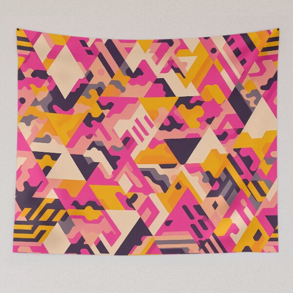 Item preview, Vivid Geometric Camo - Triangle & Organic Pattern in Pink & Orange Tones designed and sold by JohnnyVillas.