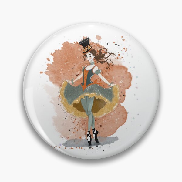 Artikelvorschau, Wunderliche Aquarell-Balletttänzerin vor einem orangefarbenen Hintergrund entworfen und verkauft von SimoesArtistry.