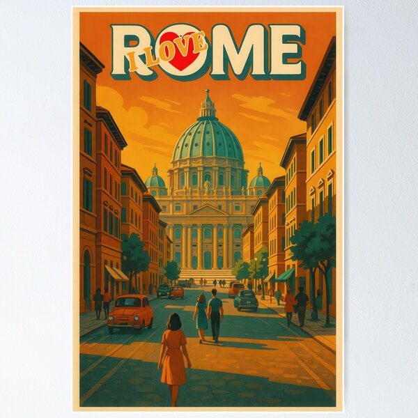 Item preview, I love ROME PETERS DOME  Vintage Poster designed and sold by Kingdom of the Fly Design.