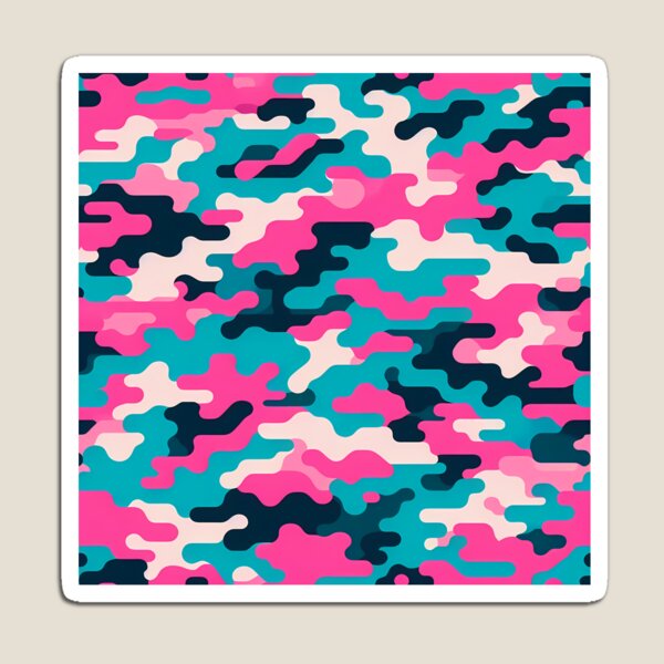 Item preview, Camuflaje neón urbano: patrón geométrico de nubes en rosa intenso y verde azulado designed and sold by JohnnyVillas.