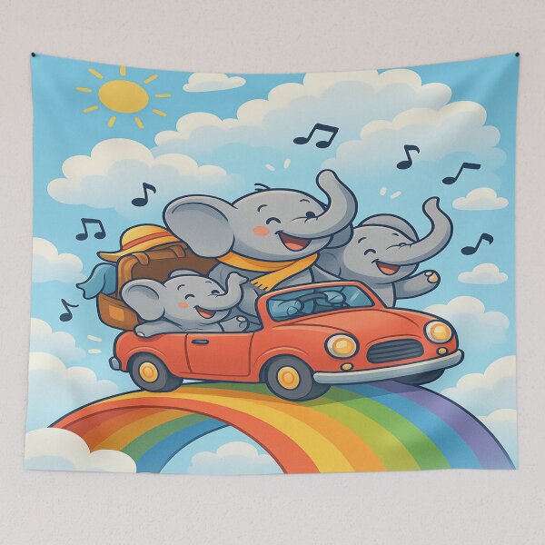 Item preview, Elephants Rainbow Roadtrip – Happiness in High Gear designed and sold by cottoncode.