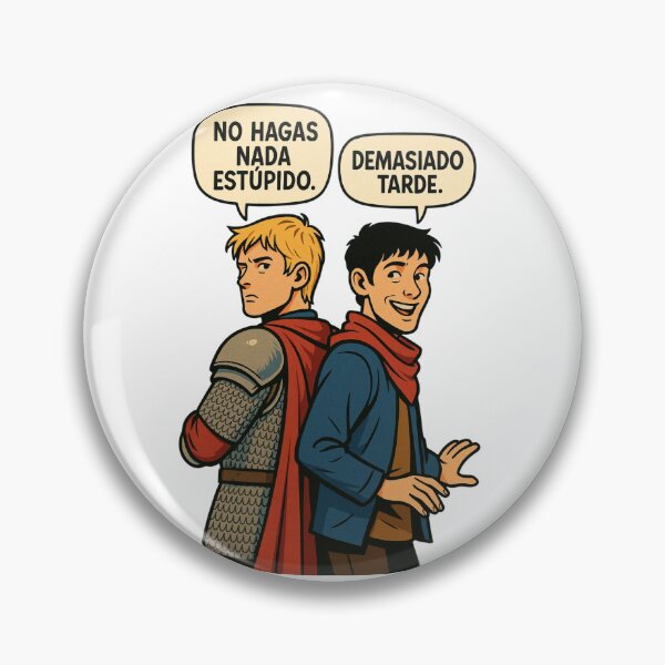 Item preview, Merlin and Arthur in medieval meme mode designed and sold by ElCineFriki.