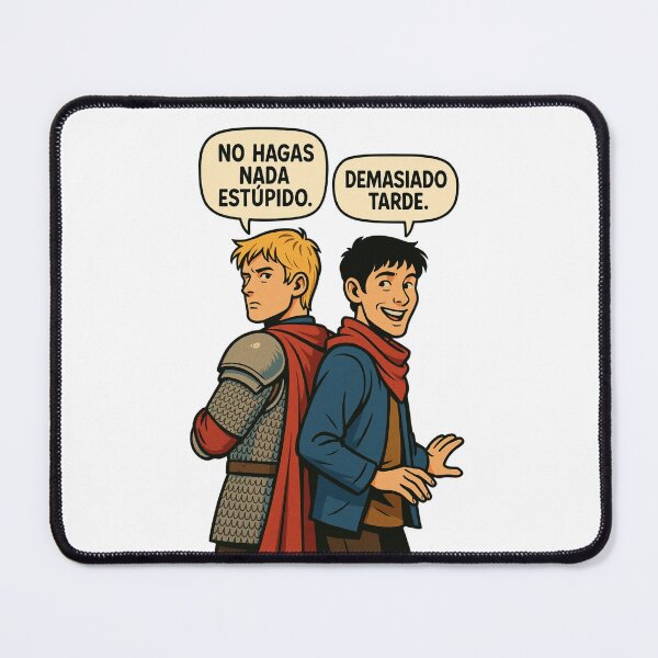 Item preview, Merlin and Arthur in medieval meme mode designed and sold by ElCineFriki.