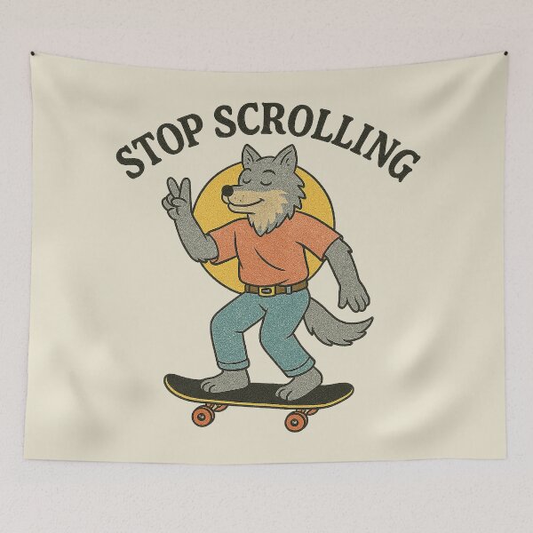Item preview, Stop Scrolling Skateboarding Wolf designed and sold by zzz888.