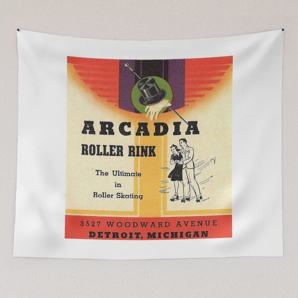Item preview, Arcadia Detroit Michigan Roller Skating Rink Sticker Decal Label Design 2 designed and sold by tislord.