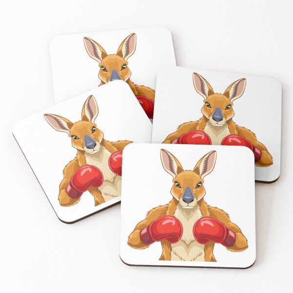 Item preview, Animated kangaroo with red boxing gloves ready to fight, Kangaroo illustrations in boxing poses with red gloves and fierce expressions designed and sold by Danler.