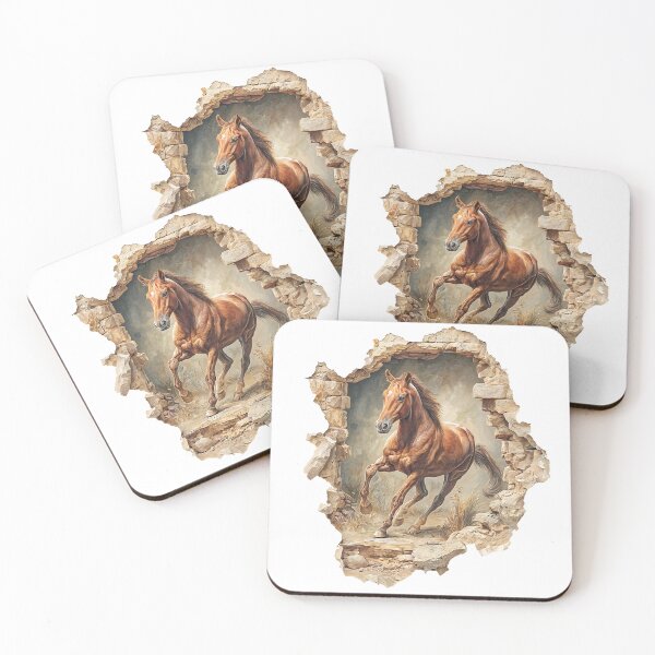 Item preview, Horse breaking through a stone wall in dynamic motion surrounded designed and sold by Ms. Iryna.