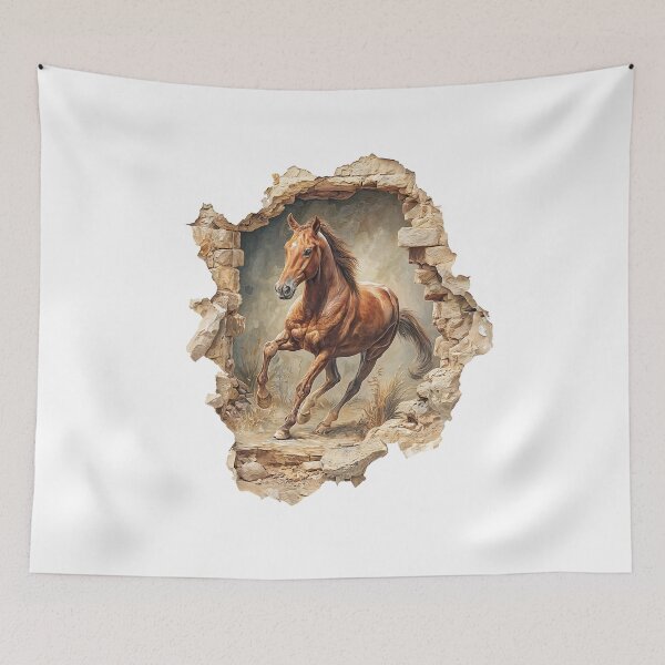 Item preview, Horse breaking through a stone wall in dynamic motion surrounded designed and sold by Ms. Iryna.