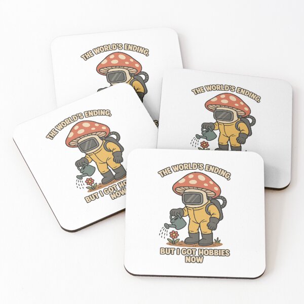Item preview, Mushroom in Hazmat Suit Watering Flower – “The World’s Ending, But I Got Hobbies Now” Funny Apocalypse designed and sold by MellowPeach.