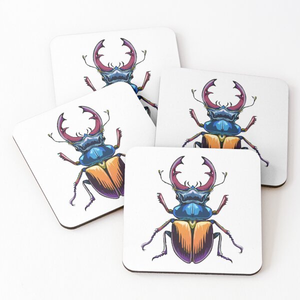 Item preview, European stag beetle, or greater stag beetle (Lucanus cervus) top view of large insect bug with big horns vector illustration, large insect with mandibles, top view. Bug species with big horns designed and sold by Danler.