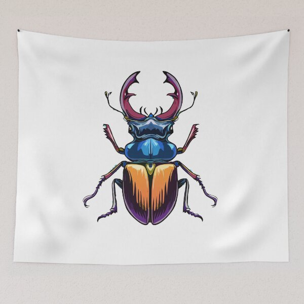 Item preview, European stag beetle, or greater stag beetle (Lucanus cervus) top view of large insect bug with big horns vector illustration, large insect with mandibles, top view. Bug species with big horns designed and sold by Danler.
