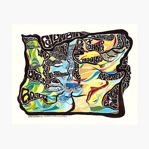 Item preview, Oregon Rivers in Letters designed and sold by Art by Claire Christy-Tirado.