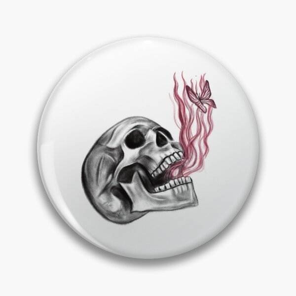 Item preview, Skull with Red Flames & Fire Butterfly Concept Art (Version 4) designed and sold by Scarlet Swan.