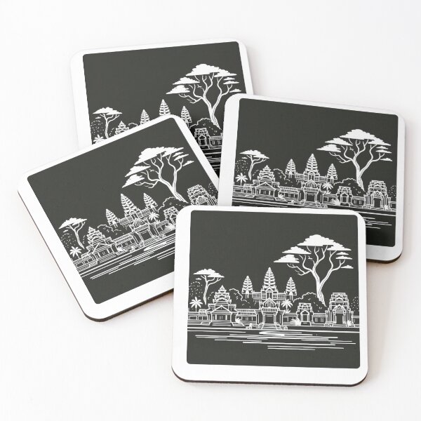 Item preview, AI Art: Siem Reap Buildings in Black & White Vector Style – Cultural City Design for Travel & Architecture Lovers designed and sold by knalpot-design.
