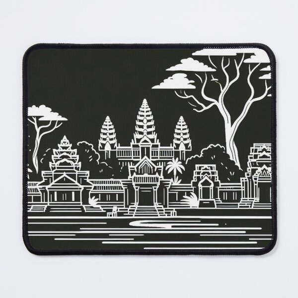 Item preview, AI Art: Siem Reap Buildings in Black & White Vector Style – Cultural City Design for Travel & Architecture Lovers designed and sold by knalpot-design.