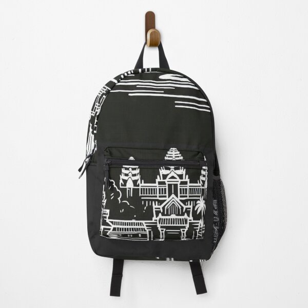 Item preview, AI Art: Siem Reap Buildings in Black & White Vector Style – Cultural City Design for Travel & Architecture Lovers designed and sold by knalpot-design.
