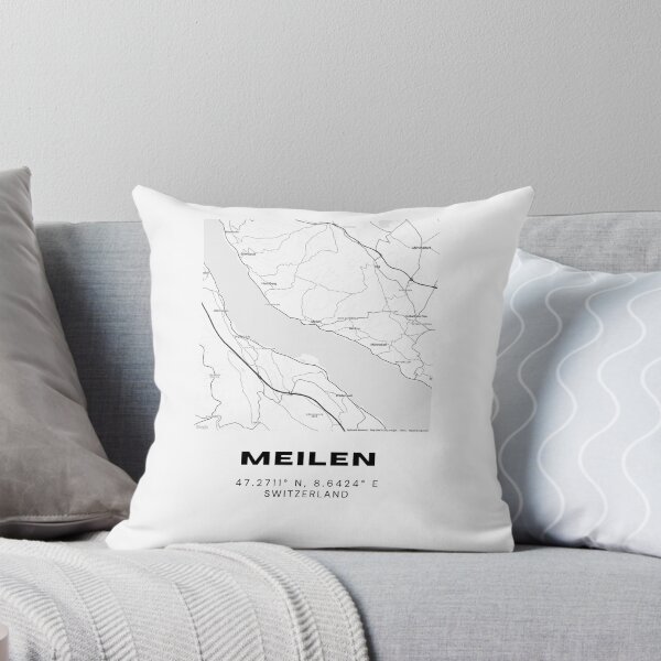 Artikelvorschau, Meilen, Schweiz, minimalistischer Schwarz-Weiß-Kartendruck entworfen und verkauft von RM-Journey.