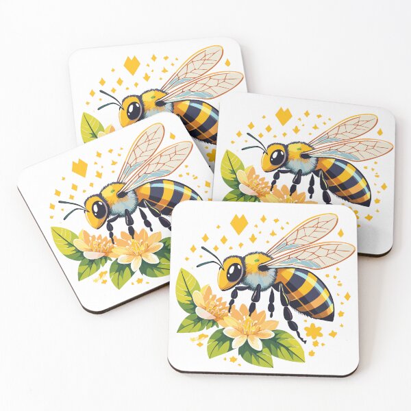 Item preview, European honey bee (Apis mellifera), Flying honey bee on flowers, The bee pollinates the flowers, Beehive working insects with yellow and black stripes designed and sold by Danler.